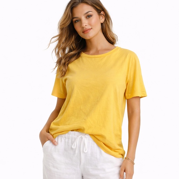 Eileen Fisher Tops - Eileen Fisher Organic Cotton Boxy Tee – Golden Yellow – Size M